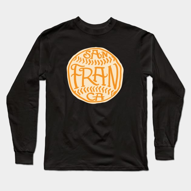 San Francisco Hand drawn Baseball Long Sleeve T-Shirt by goodwordsco